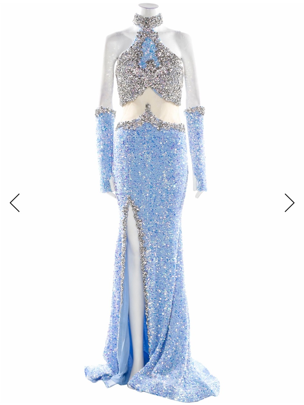 Portia and Scarlett Sequin Prom/ Pageant Dress with High Slit in Light Blue